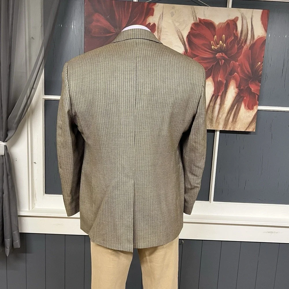 Chaps Silk Wool Blazer‎ Sport Coat Mens 42S Short Classic Fit Beige/Olive/Purple